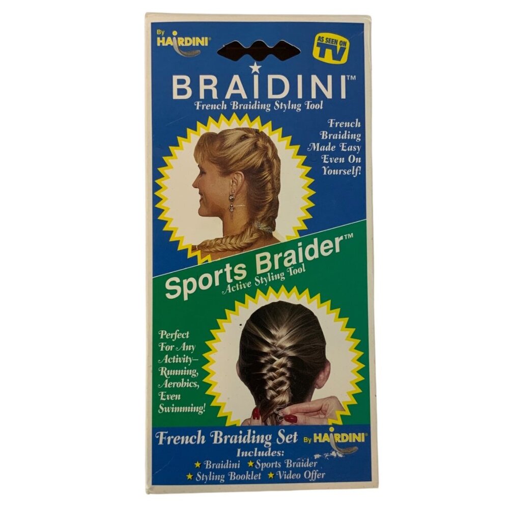Vintage Braidini Sports Braider French Braiding Styling Tool Set Hairdini 1996